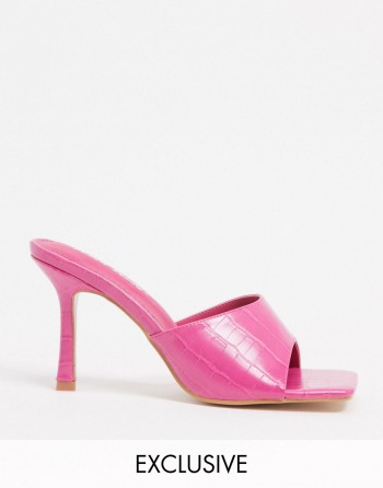 Public Desire Wide Fit Exclusive Harlow Mule With Square Toe Roze - Ženske Cipele | 41870UYSM